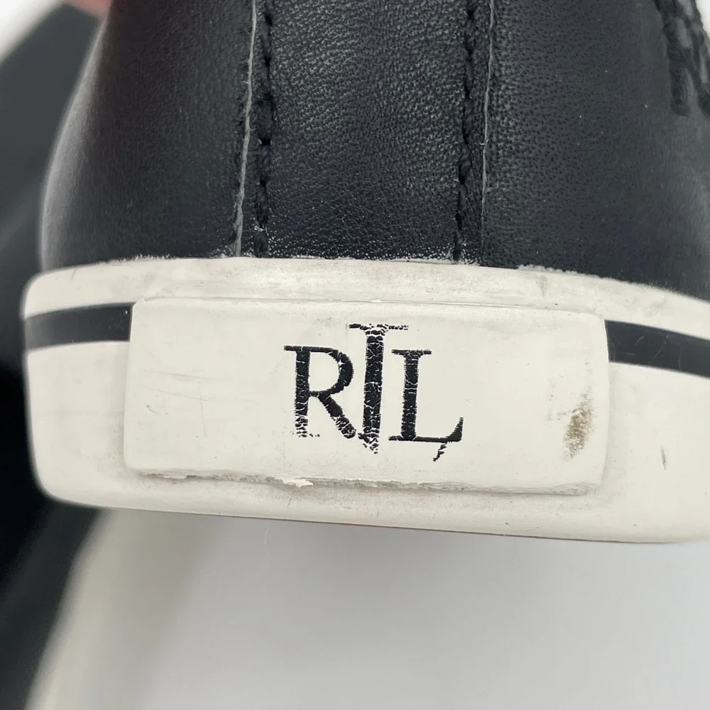 Lauren Ralph Lauren Women's‎ Janis-LG Black Leather Slip On Sneakers Shoes 7.5B